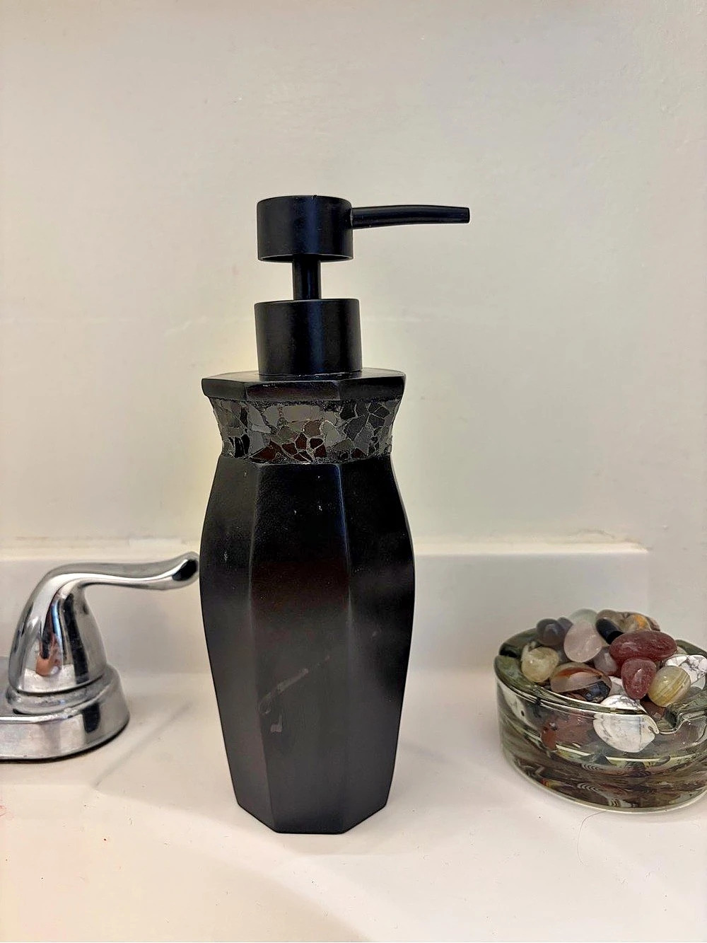 Black Bathroom Soap Dispenser & Tooth Brush Holder Set